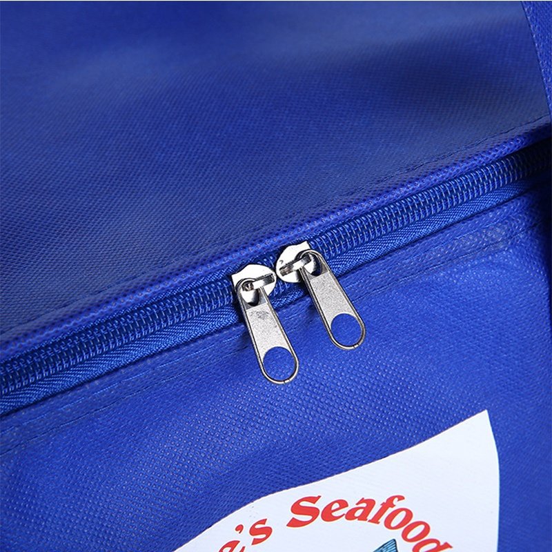 Custom Printed Logo Low Price Promotion Blue Reusable Wine Blue Non Woven Small Insulated Cooler Bag With Zipper