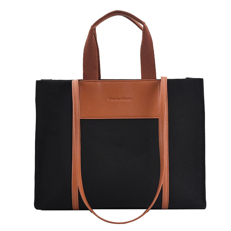 Custom Fashion Cotton Shopping Bag Large Canvas Tote Bag With Leather Straps Handle canvas bag with custom printed logo