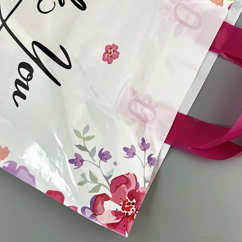 Hot Sale Durable Heavy Duty Shopping Bag Plastic for Shop Packaging Loop Handle Printing Grocery Bag Square Bottom