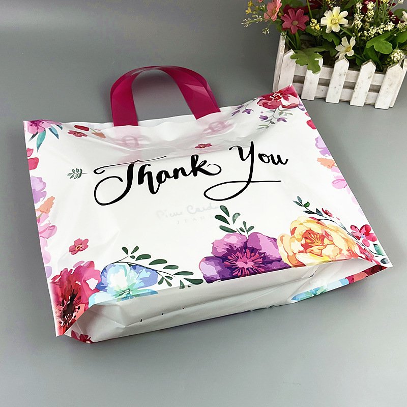 Hot Sale Durable Heavy Duty Shopping Bag Plastic for Shop Packaging Loop Handle Printing Grocery Bag Square Bottom