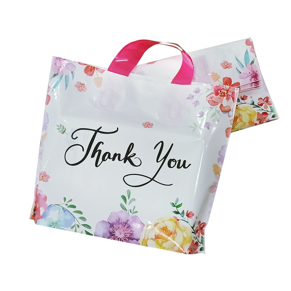 Hot Sale Durable Heavy Duty Shopping Bag Plastic for Shop Packaging Loop Handle Printing Grocery Bag Square Bottom