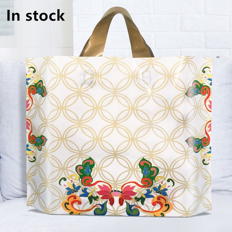 Popular LDPE store tote bags plastic clothing shoes packaging bags supermarket portable shopping bags