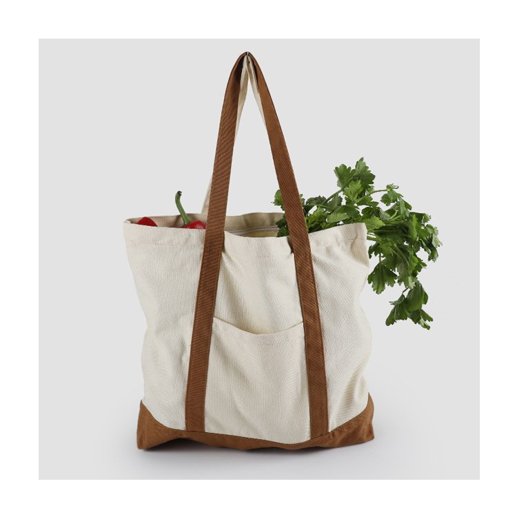 Recycle Organic Cotton Polyester Boutique Canvas Tote Bag Shopping Gift Bags women Shoulder Travel Handbag