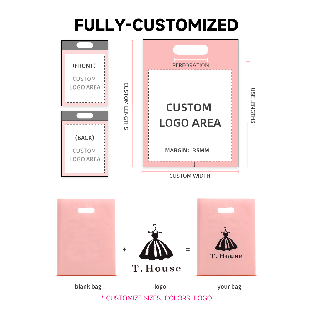 Recycle Shopping Plastic Bags Custom Merchandise Die Cut Handle Bag For Packaging Carrier Bags Clothing