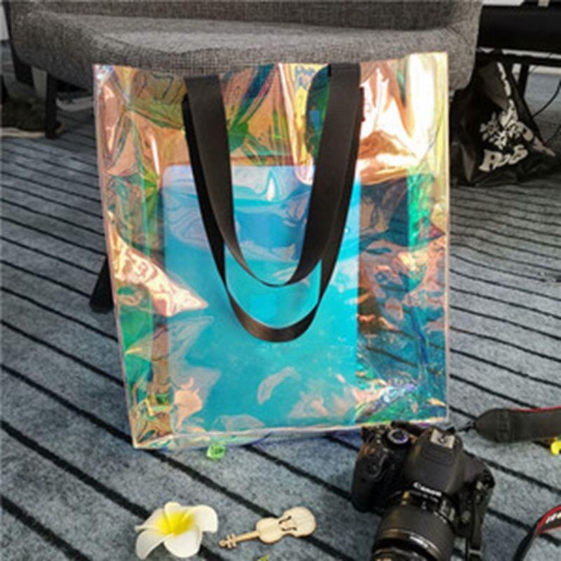 Transparent PVC tote storage shopping bag for beach
