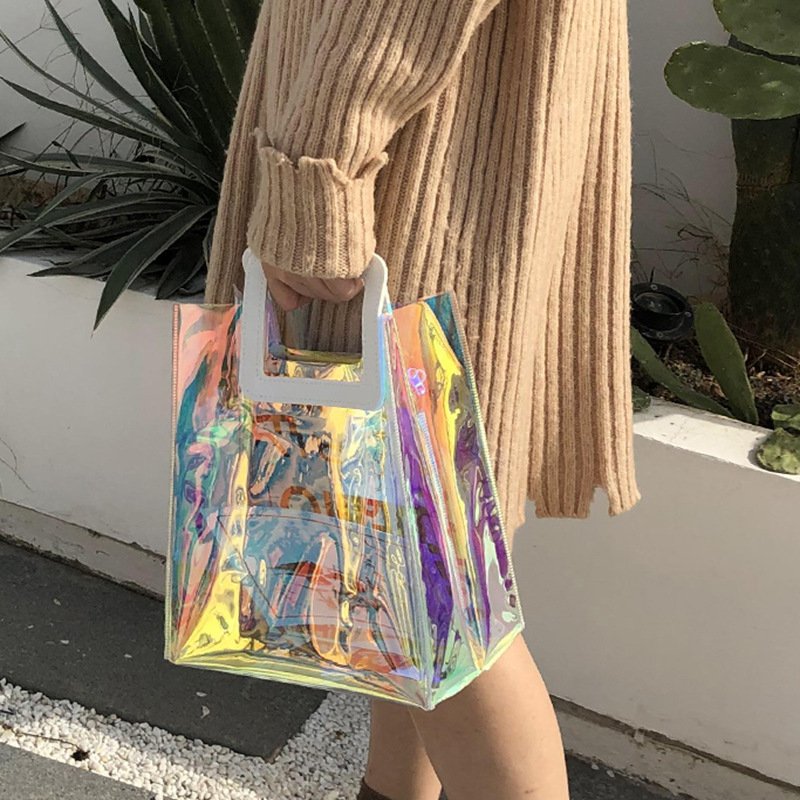 Transparent PVC tote storage shopping bag for beach