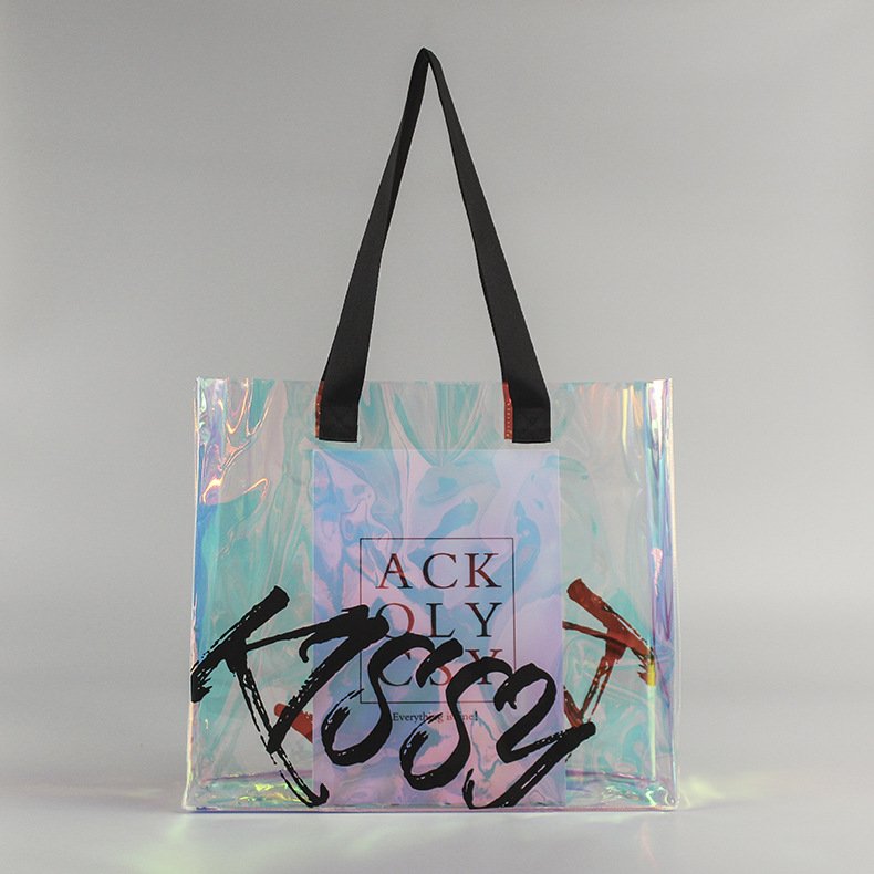 Transparent PVC tote storage shopping bag for beach