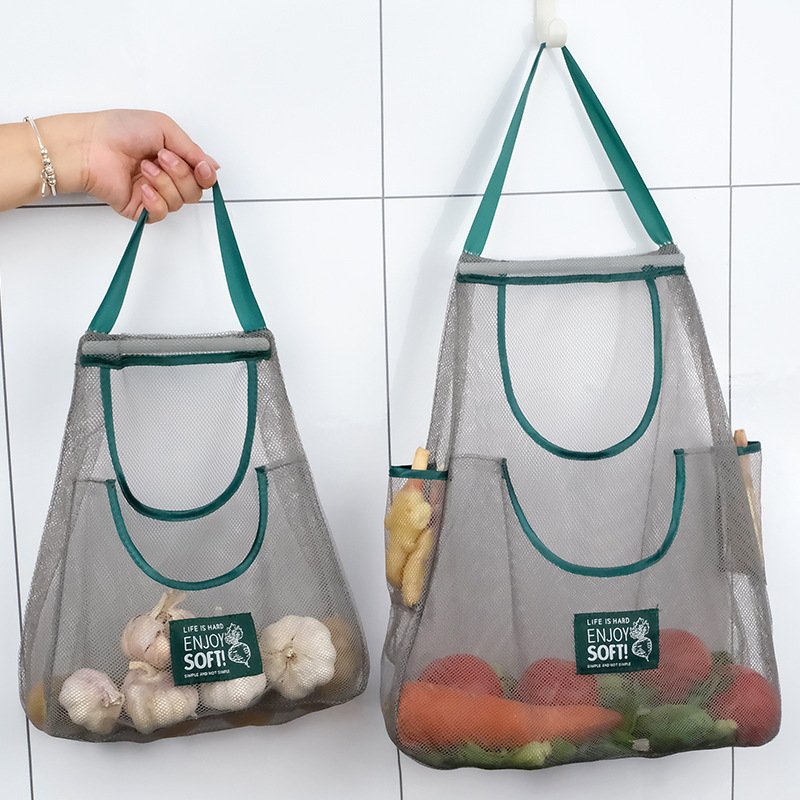 Black Mesh Shopping Bag Vegetable Organizer Basket Bags With Logo Printing Custom Gift Bags