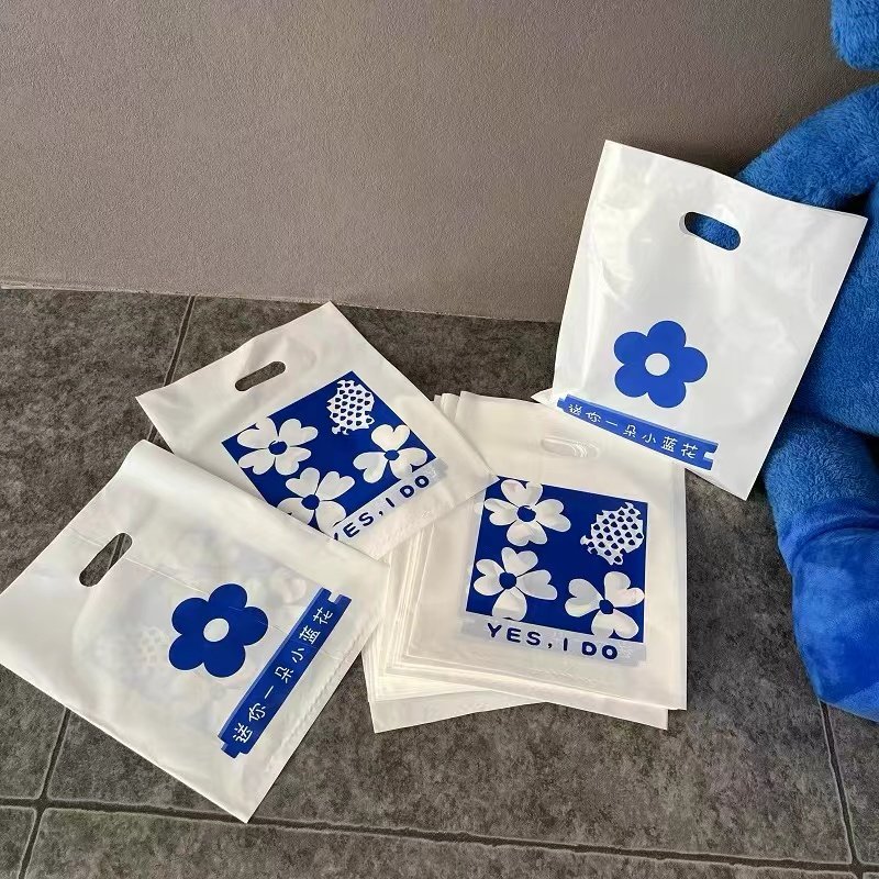 Custom logo plastic Glossy Merchandise Retail Shopping Bags For Small Business clothes shoes with Die Cut Handles Boutique Bags