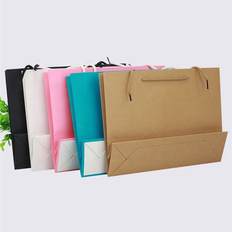Customized Luxury Kraft Paper Cosmetic Clothing Boutique Gift shopping bags With Your Own Logo