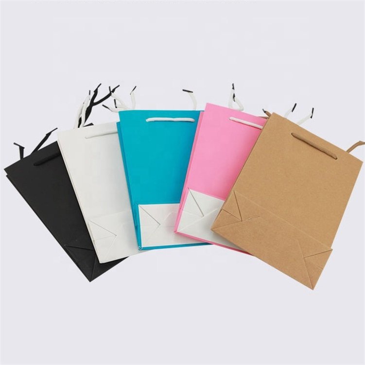 Customized Luxury Kraft Paper Cosmetic Clothing Boutique Gift shopping bags With Your Own Logo
