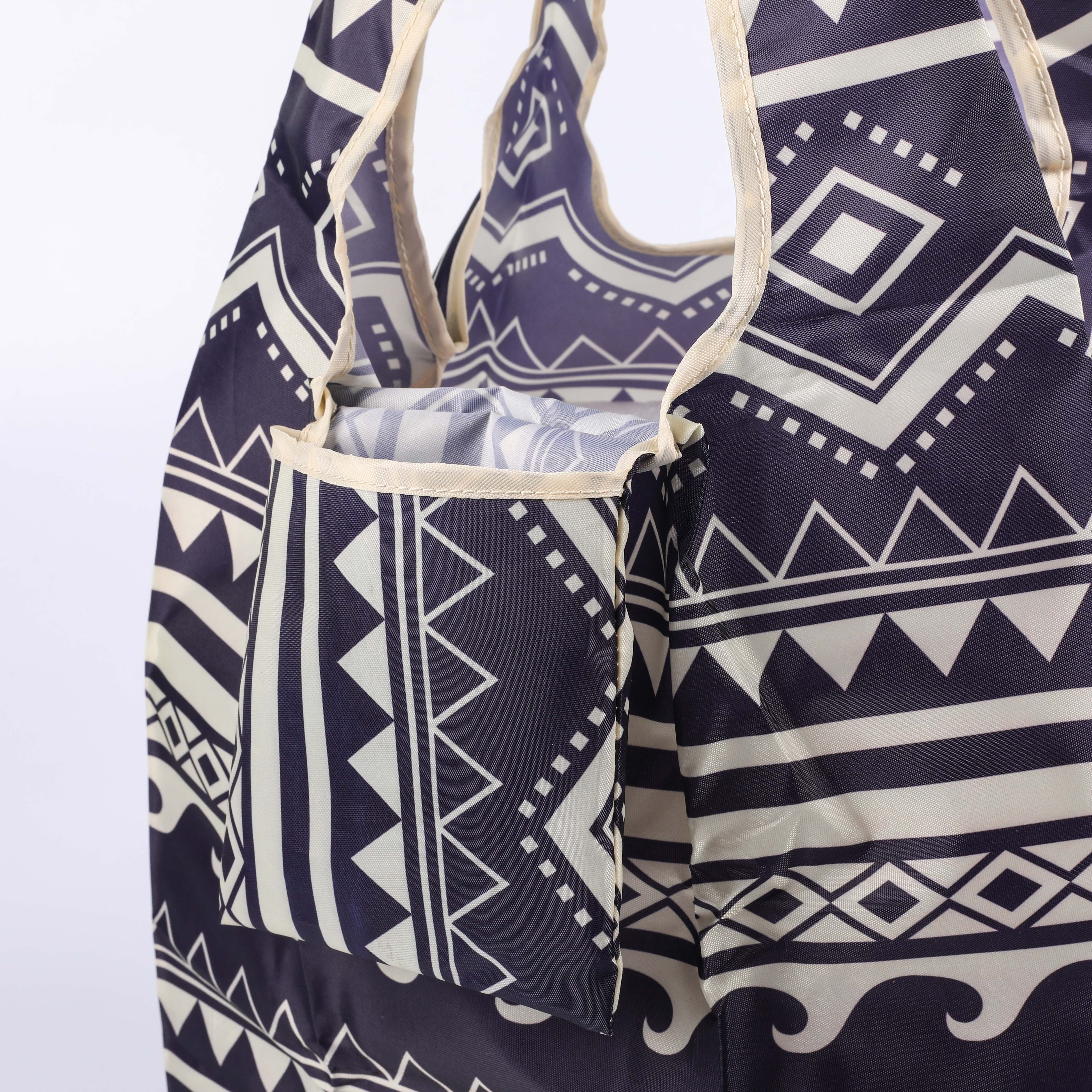 Wholesale Eco Friendly Reusable RPET Polyester Grocery Foldable Tote Bag Supermarket Shopping Bag