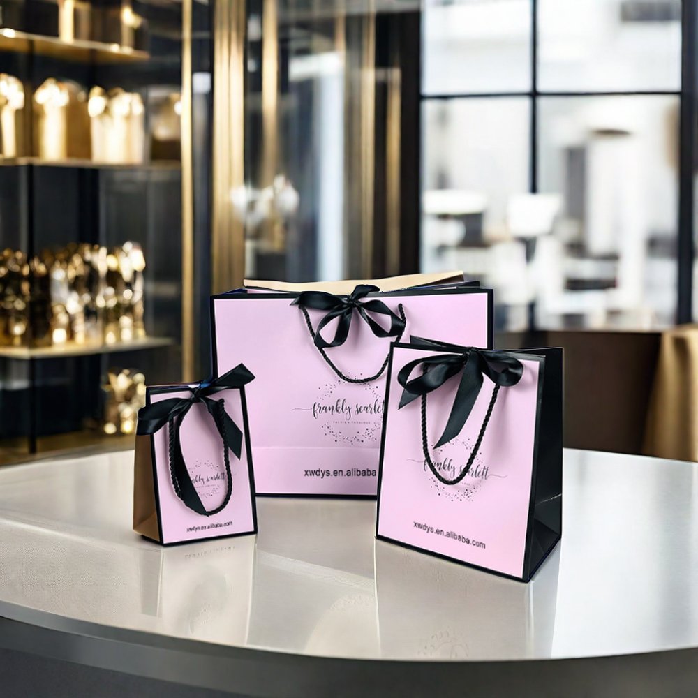Multiple Styles Luxury Custom Screen CMYK Printing Surface Gift Shopping Paper Bag White Paper Bags With Bow Ribbon