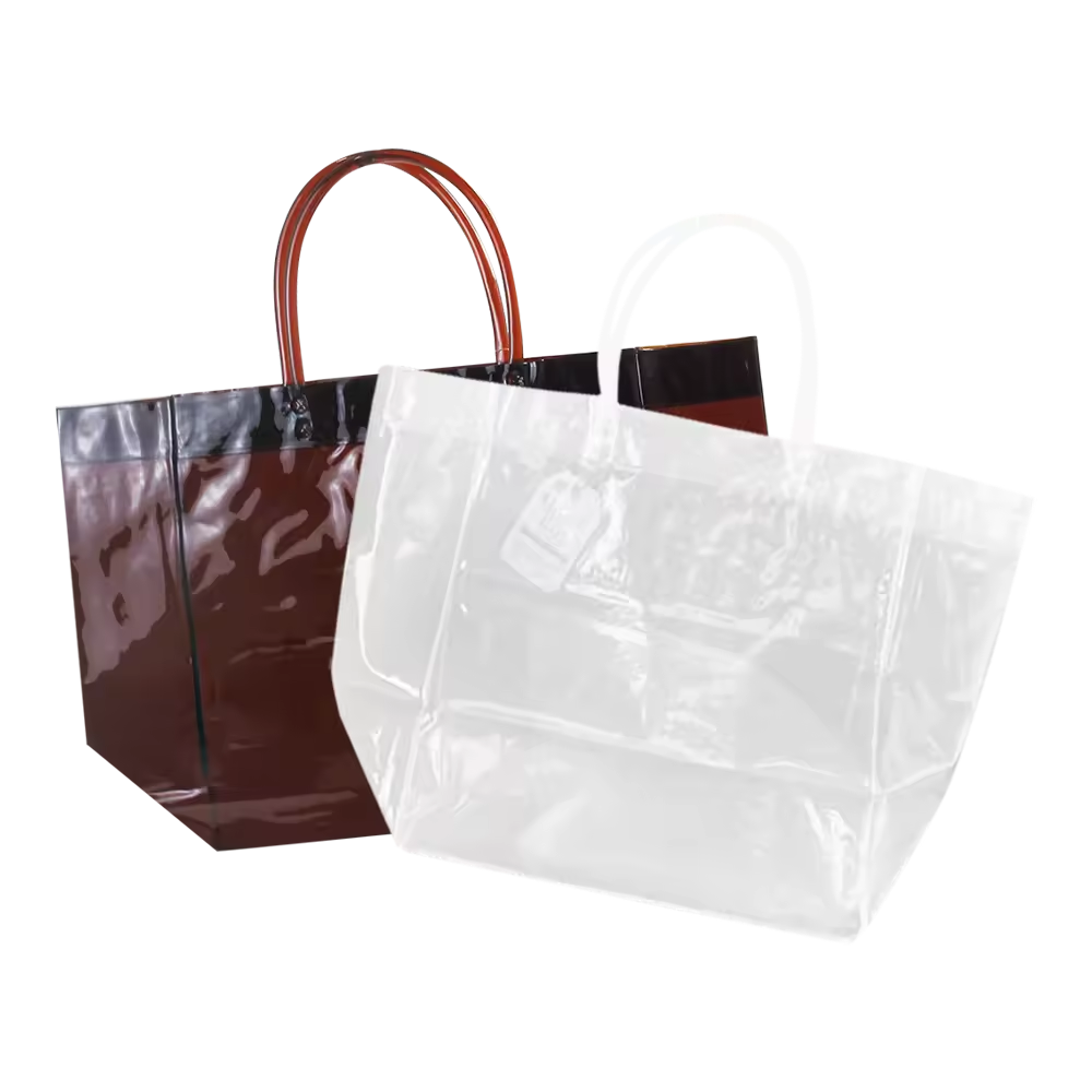 Wholesale 2 Color Transparent Waterproof Shopping Bag Reusable Clear Pvc Gift Handbag Clear Pvc Tote Bag Pvc Clear Custom Logo