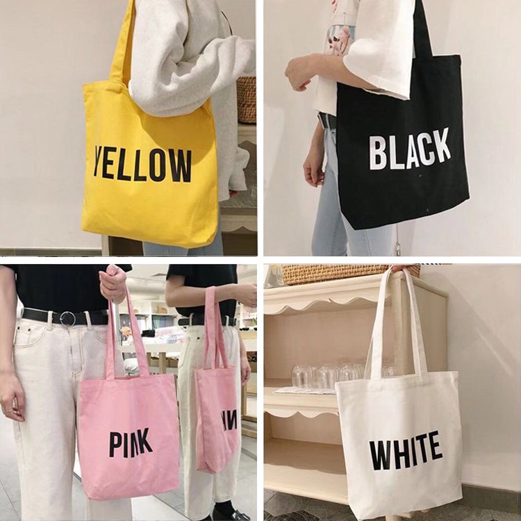 reusable cotton tote bag printing custom logo canvas shopping bag