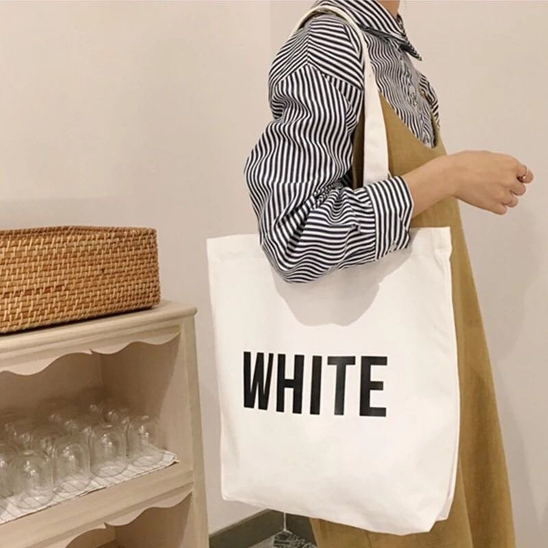 reusable cotton tote bag printing custom logo canvas shopping bag