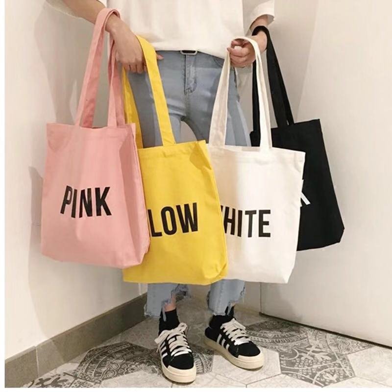 reusable cotton tote bag printing custom logo canvas shopping bag