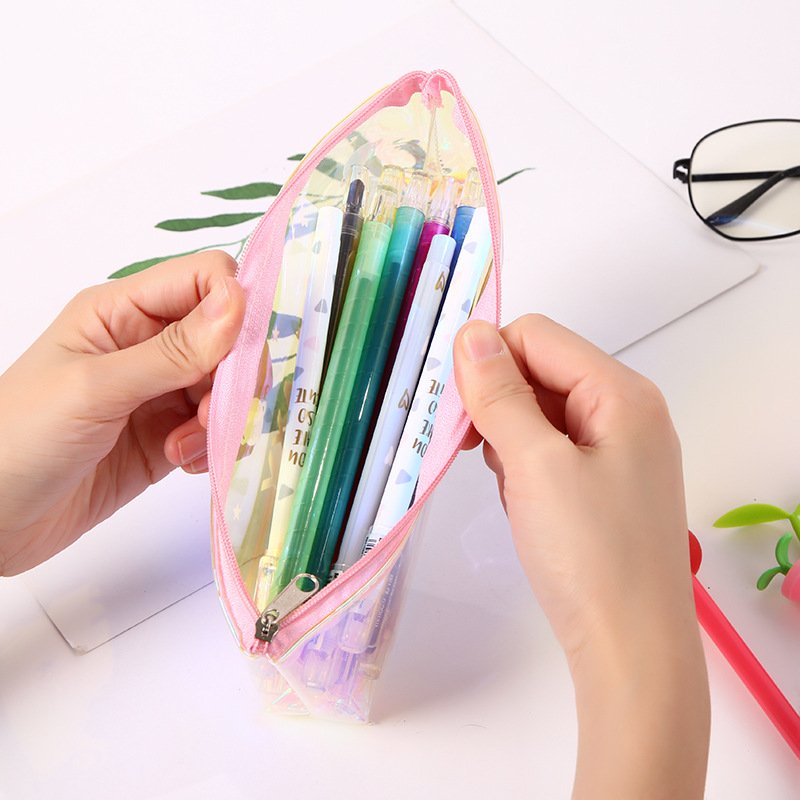 Manufacturer direct selling PVC clear pencil bag eco-friendly stationery zipper bag
