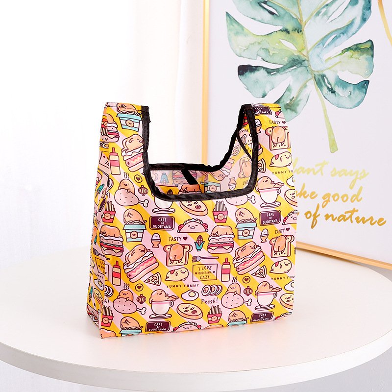Mini collapsible shopping bag,cartoon kawall sturdy portable travelling pocket bag ,reusable and washable