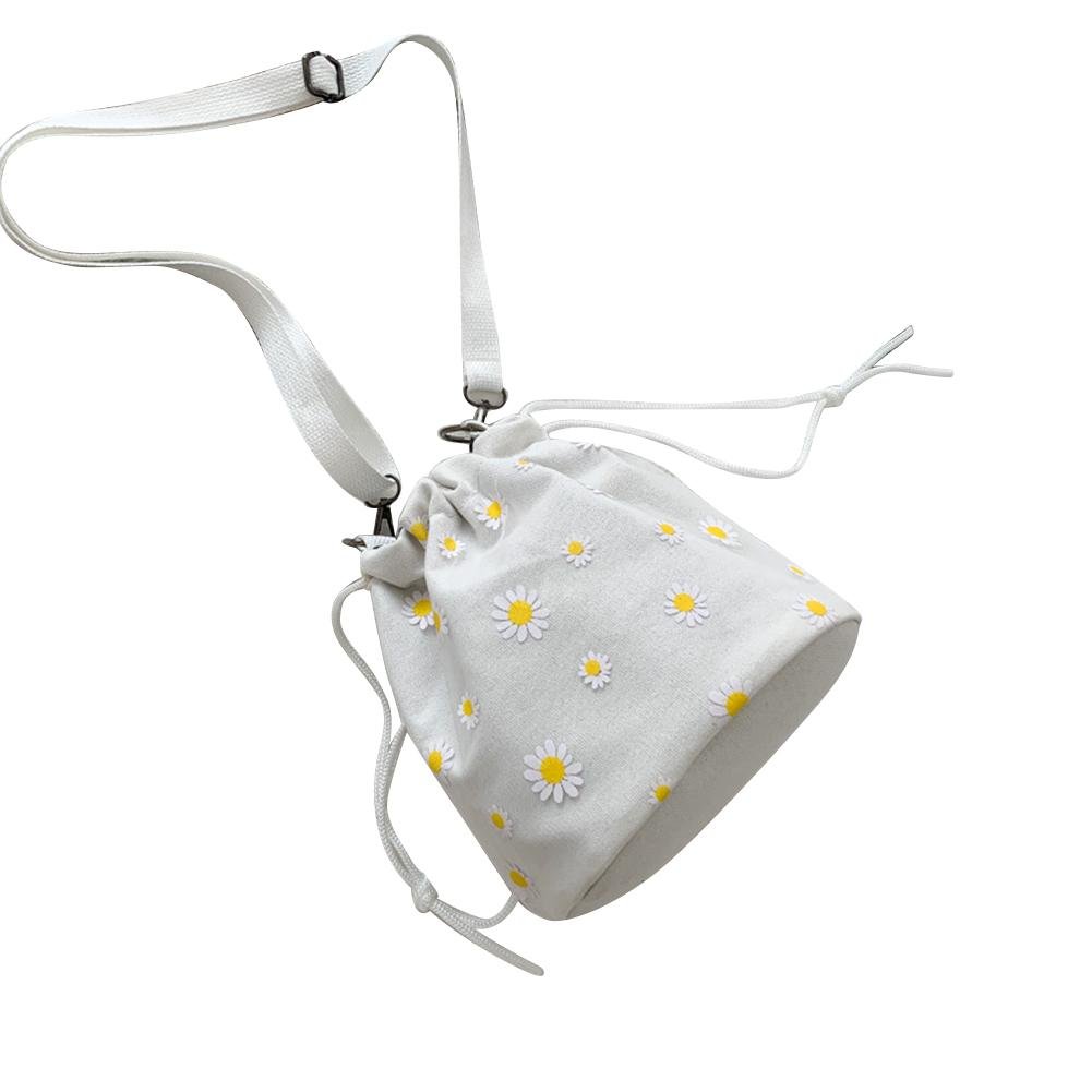 Ruthbag Women Sling Bag Canvas Daisy Floral Lace Up Shopping Casual Shoulder Messenger Bag Handle Tote