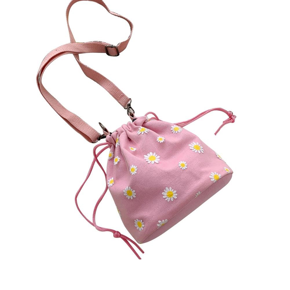 Ruthbag Women Sling Bag Canvas Daisy Floral Lace Up Shopping Casual Shoulder Messenger Bag Handle Tote