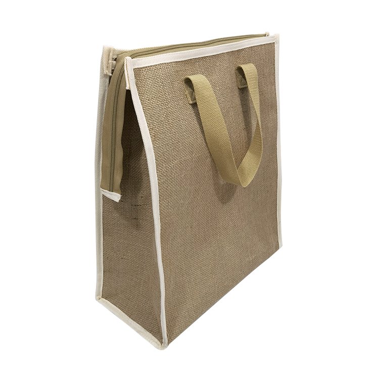 Lunch Camping Beach Customized logo Large Capacity Food Delivery Jute Insulated Cooler Bag