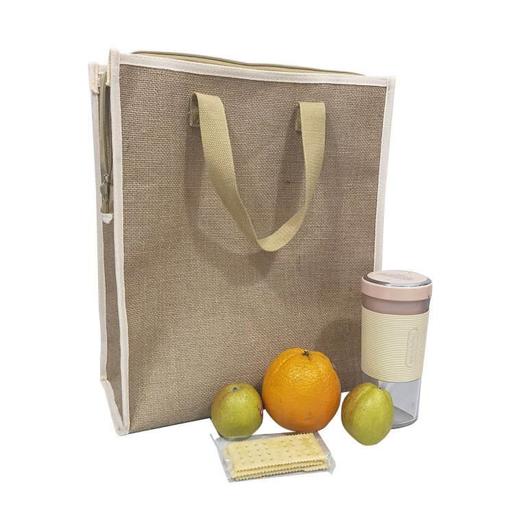 Lunch Camping Beach Customized logo Large Capacity Food Delivery Jute Insulated Cooler Bag
