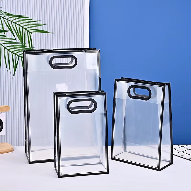 PP transparent high-grade clothing plastic hand bag shopping mall gift bags plastic shopping bags with logos