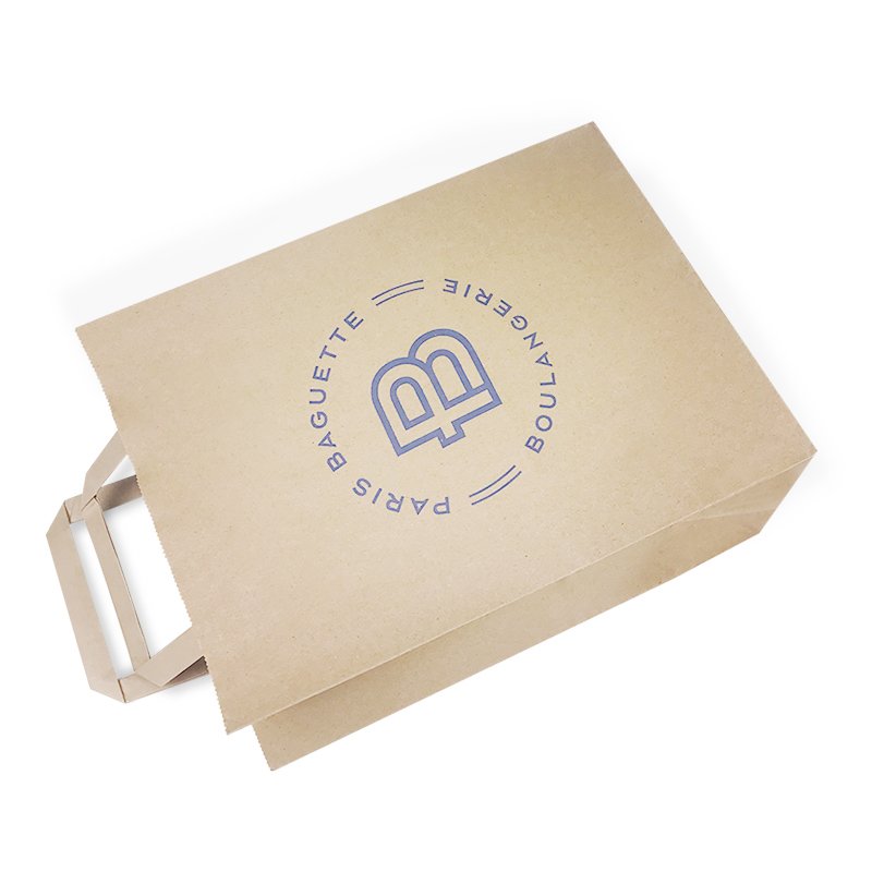 Eco-friendly Brown Kraft Paper Shopping Bag With Paper Handle