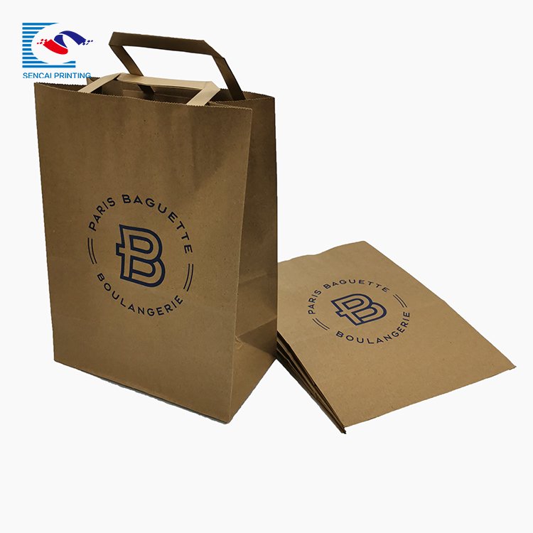 Eco-friendly Brown Kraft Paper Shopping Bag With Paper Handle