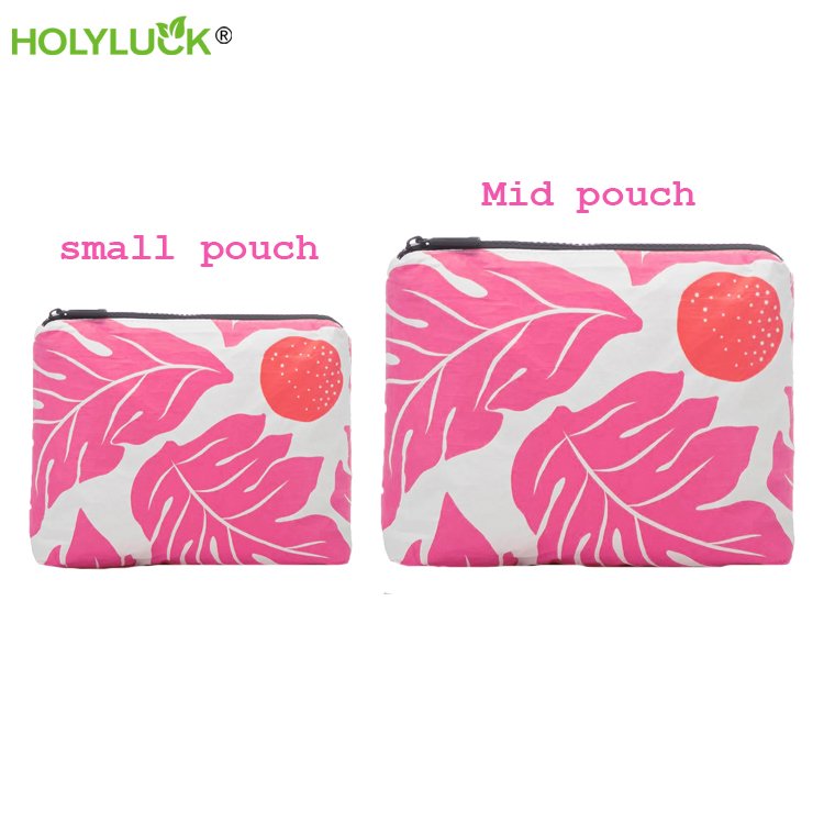 Holyluck Eco Friendly Recycled Custom Printing Reusable Hawaiian Dupont Tyvek Pouch Lightweight Aloha Cosmetic Makeup Bag