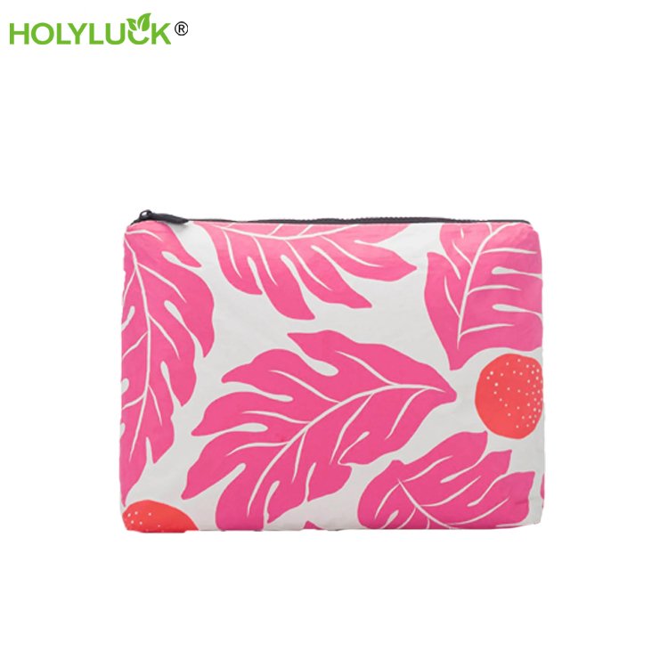 Holyluck Eco Friendly Recycled Custom Printing Reusable Hawaiian Dupont Tyvek Pouch Lightweight Aloha Cosmetic Makeup Bag