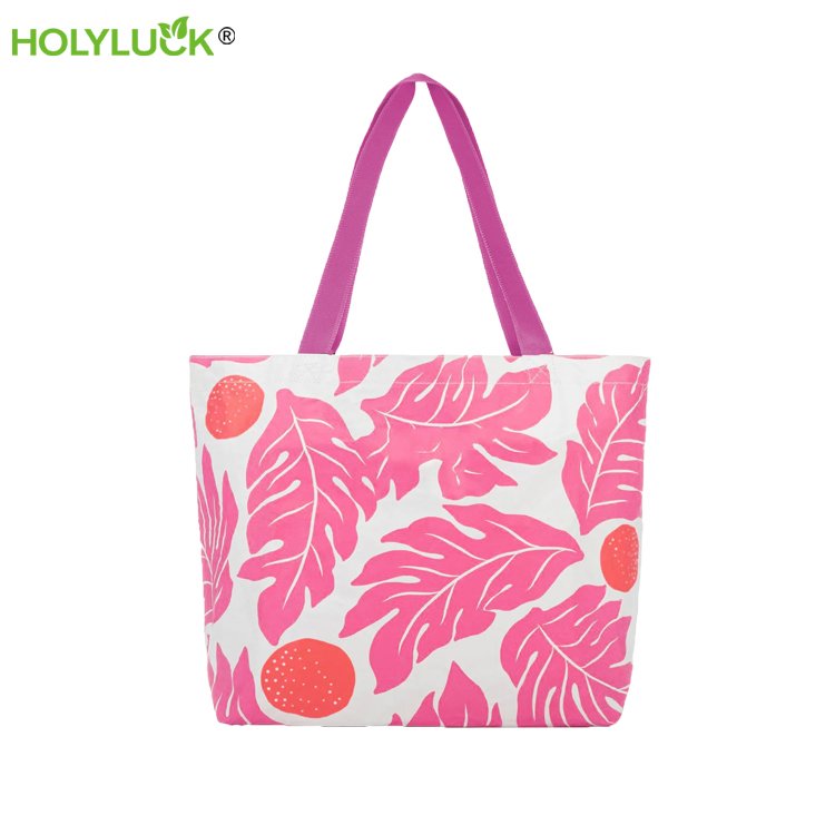 Holyluck Eco Friendly Recycled Custom Printing Reusable Hawaiian Dupont Tyvek Pouch Lightweight Aloha Cosmetic Makeup Bag