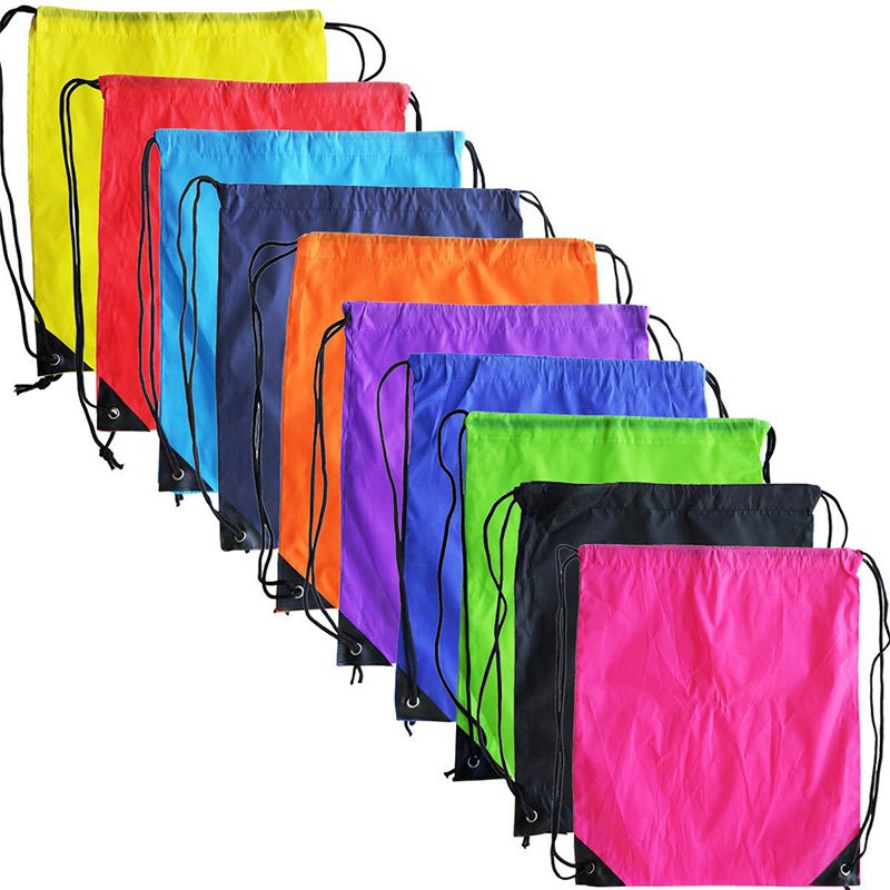 Multiple-color Available Durable Polyester Drawstring Shopping bag with customized shape and logo for girls outdoor sports
