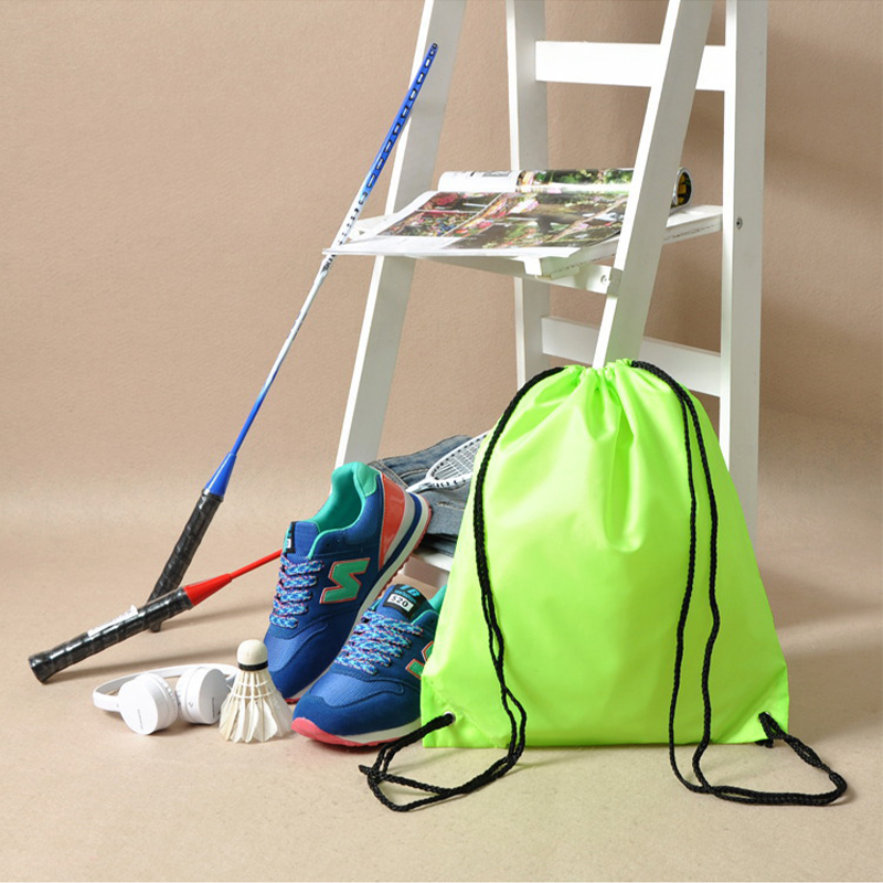 Multiple-color Available Durable Polyester Drawstring Shopping bag with customized shape and logo for girls outdoor sports