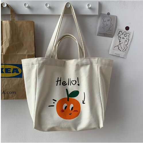 canvas bag female single shoulder lazy style literature japan korean ins simple large capacity letter student class school bag