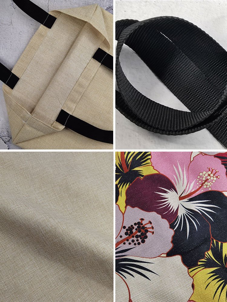 2024 New different green leaves printing linen shopping bag full printing lady handbag