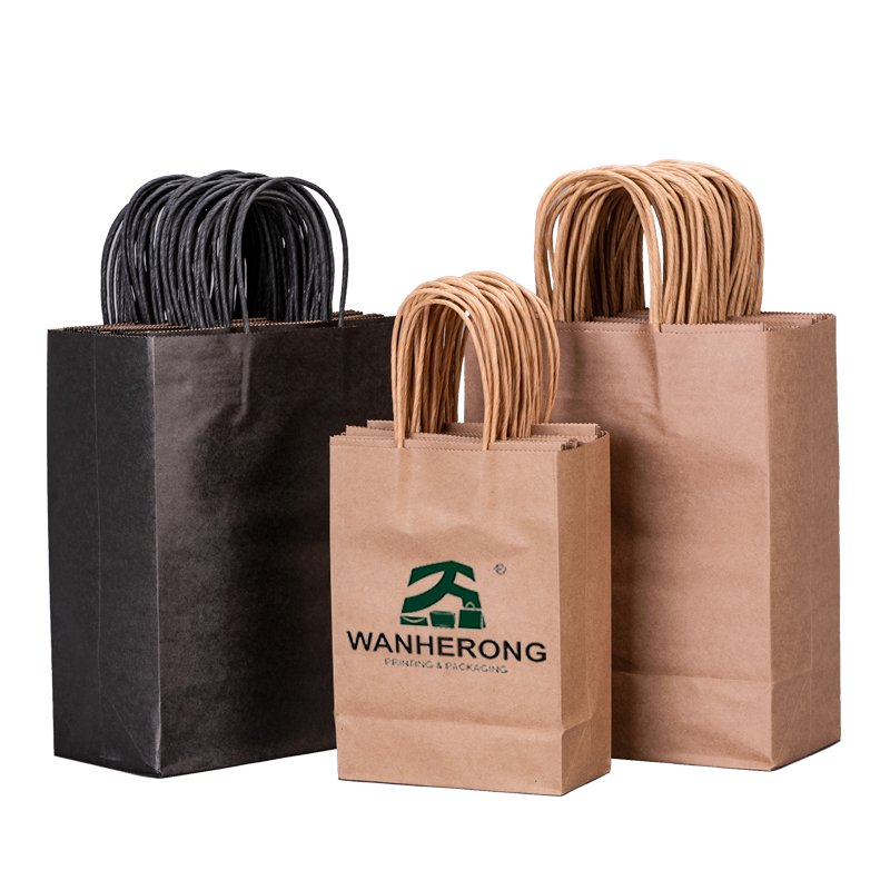 Custom printed recyclable shopping gift kraft thank you gift party paperbag white shopping bags with your own logo