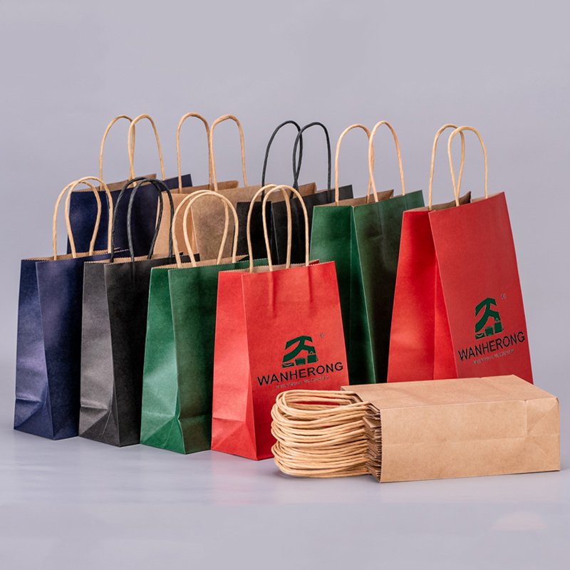 Custom printed recyclable shopping gift kraft thank you gift party paperbag white shopping bags with your own logo