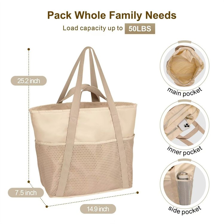 Wholesale Eco Reusable Shopping Bags Large Capacity Hollow Out Net Shoulder Tote Bag Summer Outdoor Mesh Beach Bag