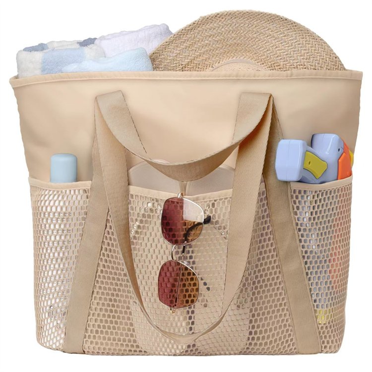 Wholesale Eco Reusable Shopping Bags Large Capacity Hollow Out Net Shoulder Tote Bag Summer Outdoor Mesh Beach Bag