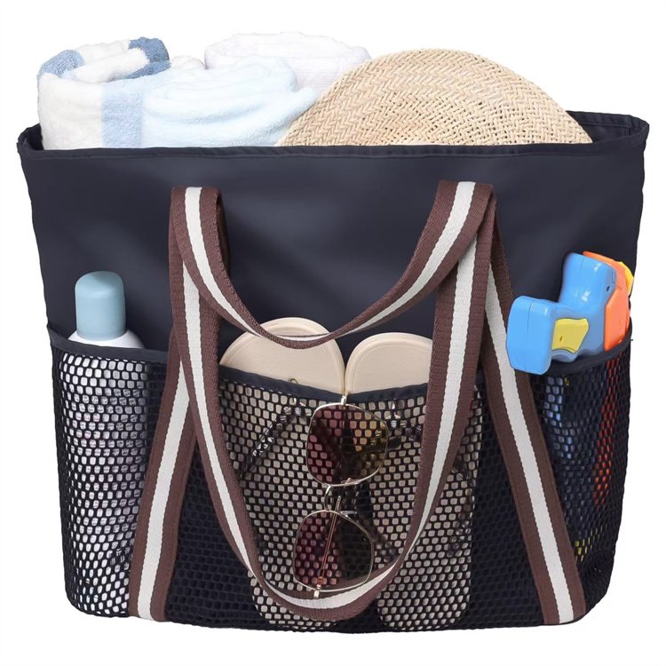 Wholesale Eco Reusable Shopping Bags Large Capacity Hollow Out Net Shoulder Tote Bag Summer Outdoor Mesh Beach Bag