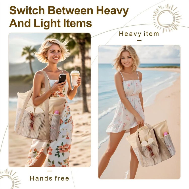 Wholesale Eco Reusable Shopping Bags Large Capacity Hollow Out Net Shoulder Tote Bag Summer Outdoor Mesh Beach Bag