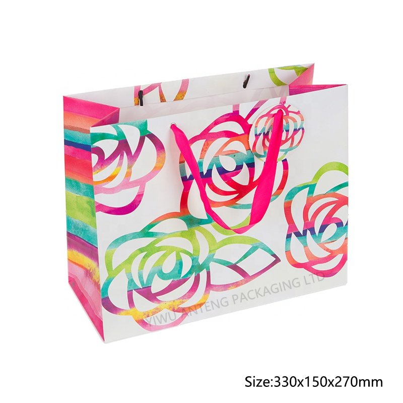 Customized Ivory Paper Tote Gift Shopping Bags with Your Logo Personalized Printed Small Bags Wholesale
