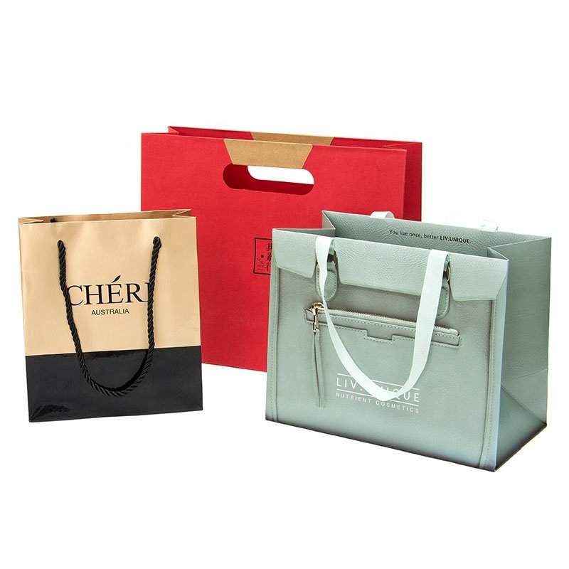 Customized Ivory Paper Tote Gift Shopping Bags with Your Logo Personalized Printed Small Bags Wholesale