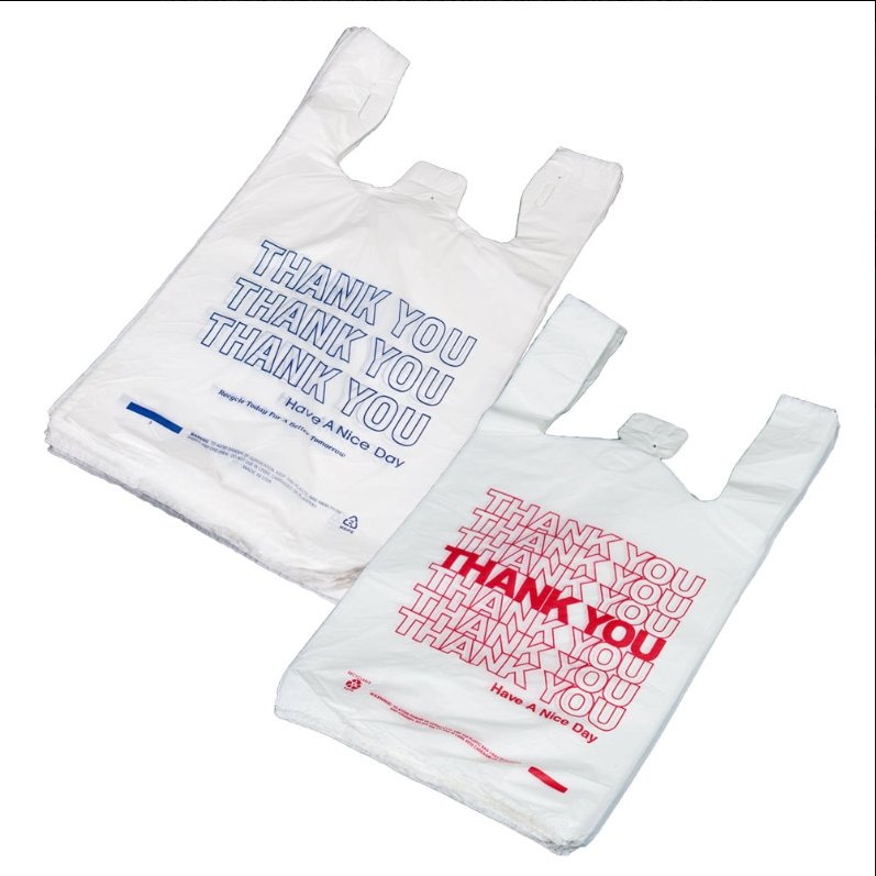 YC Custom Hot Sell Transparent Plastic Bag Disposable Vest Carrier Bag Thank You T Shirt Shopping Bags