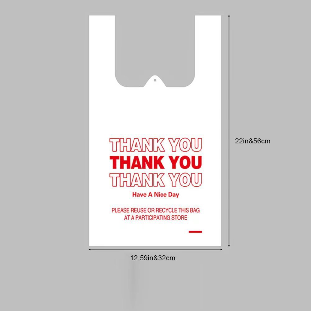 YC Custom Hot Sell Transparent Plastic Bag Disposable Vest Carrier Bag Thank You T Shirt Shopping Bags