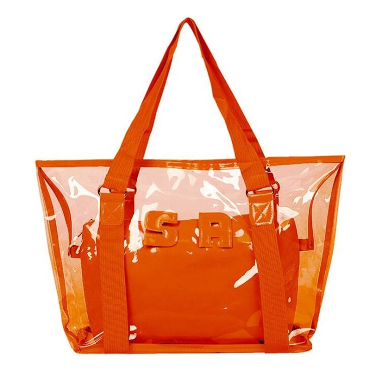 Women New Trend Tote Transparent PVC Handbag beach Shoulder bag Hot Sale Jelly Color Plastic Clear Bag Large Shopping Bags