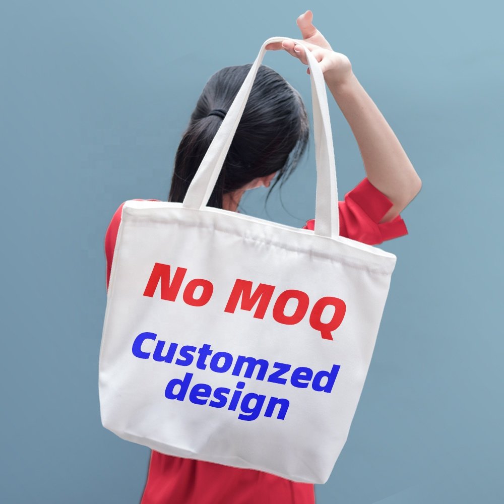 Eco Friendly Shopping Bag Wholesale Plain Canvas Tote Beach Tote Bag with Zipper Accept Customized Logo Free Sample & Drop Ship