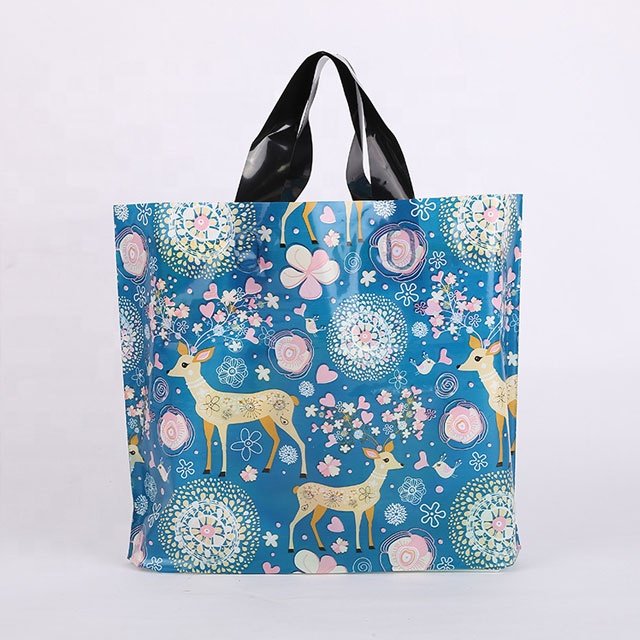 Factory Printed Logo Soft Reusable Luxury White Plastic Shopping Tote Carry Thank You Bags With Logo